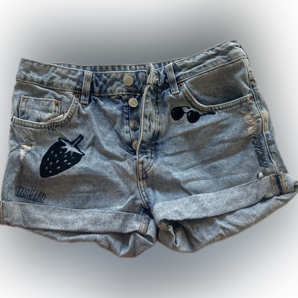 Embroidered Denim Short